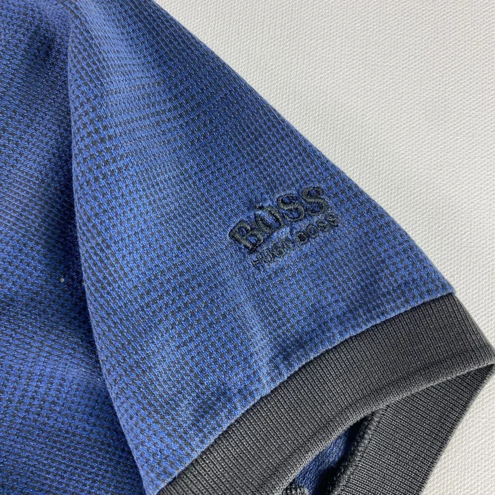 Hugo‎ Boss Polo Shirt Mens Large Blue Performance Italy Southpointe Golf Club